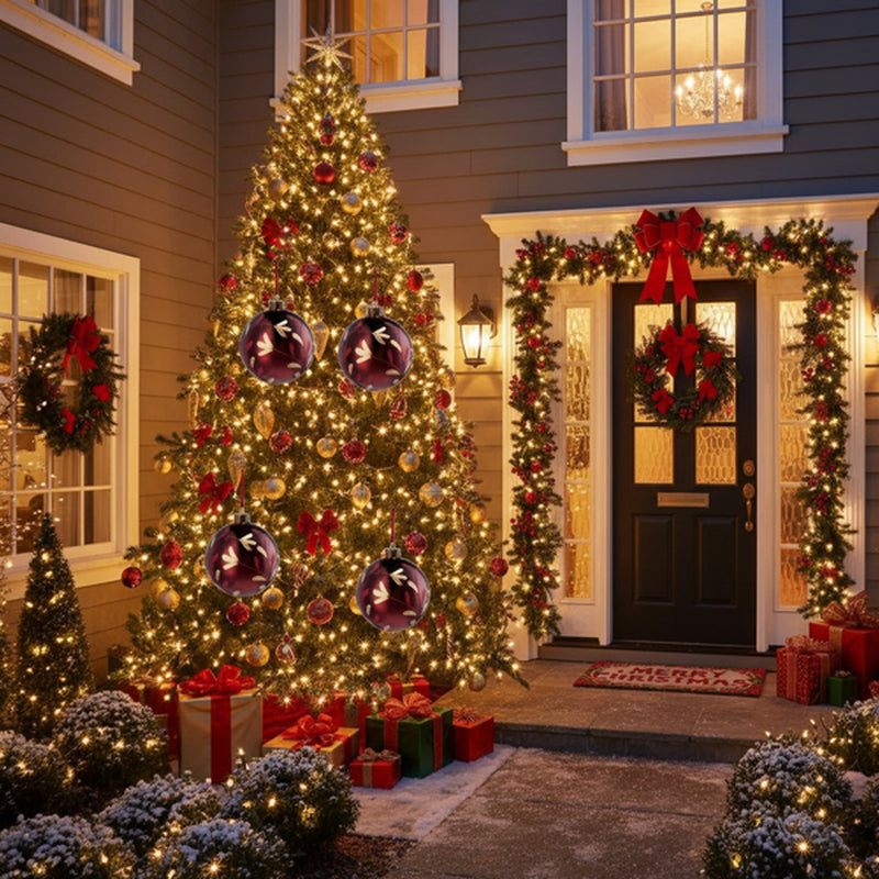 Sparkle Up Your Holidays with Our 4PCS Shiny Christmas Glass Ball Ornaments! Perfect for Tree Decor & Festive Vibes! 🎄✨