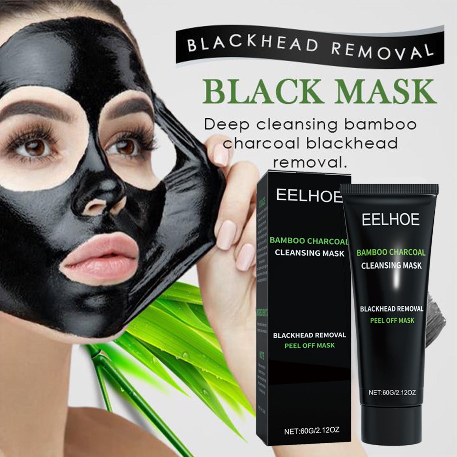 EELHOE Bamboo Charcoal Blackhead Removal Peel-Off Mask for Deep Pore Cleansing and T-Zone Oil Control