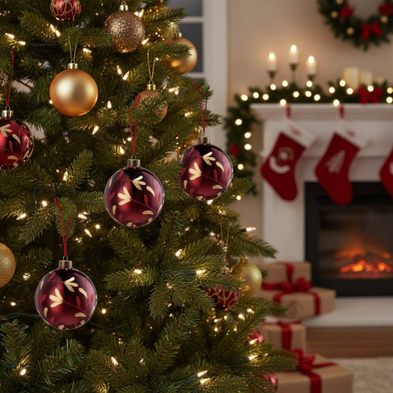 Sparkle Up Your Holidays with Our 4PCS Shiny Christmas Glass Ball Ornaments! Perfect for Tree Decor & Festive Vibes! 🎄✨