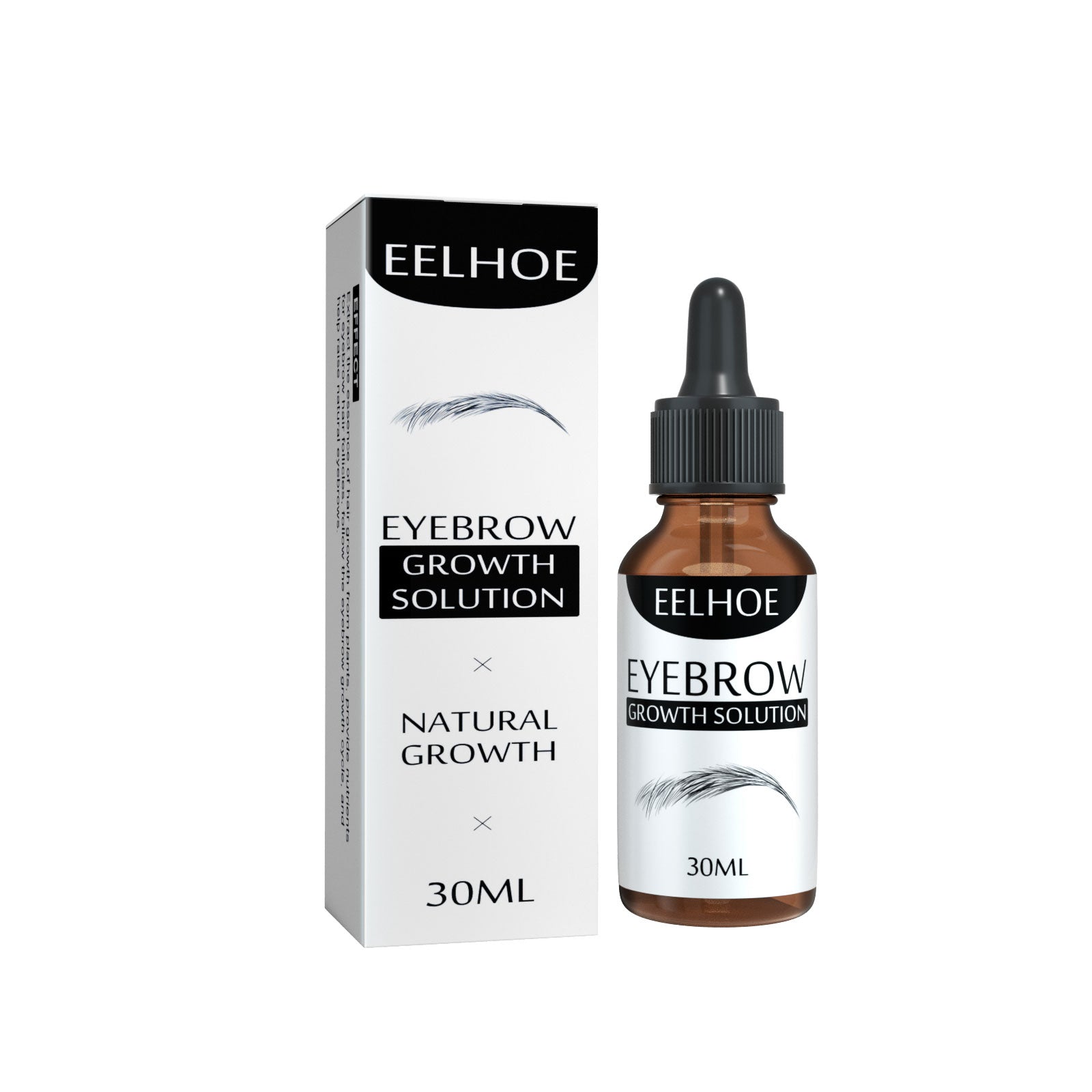 EELHOE Eyebrow Liquid - Black, Dense Natural Essential Oil Liquid for Thick Eyebrow Repair, Gentle Moisturizing Care Liquid