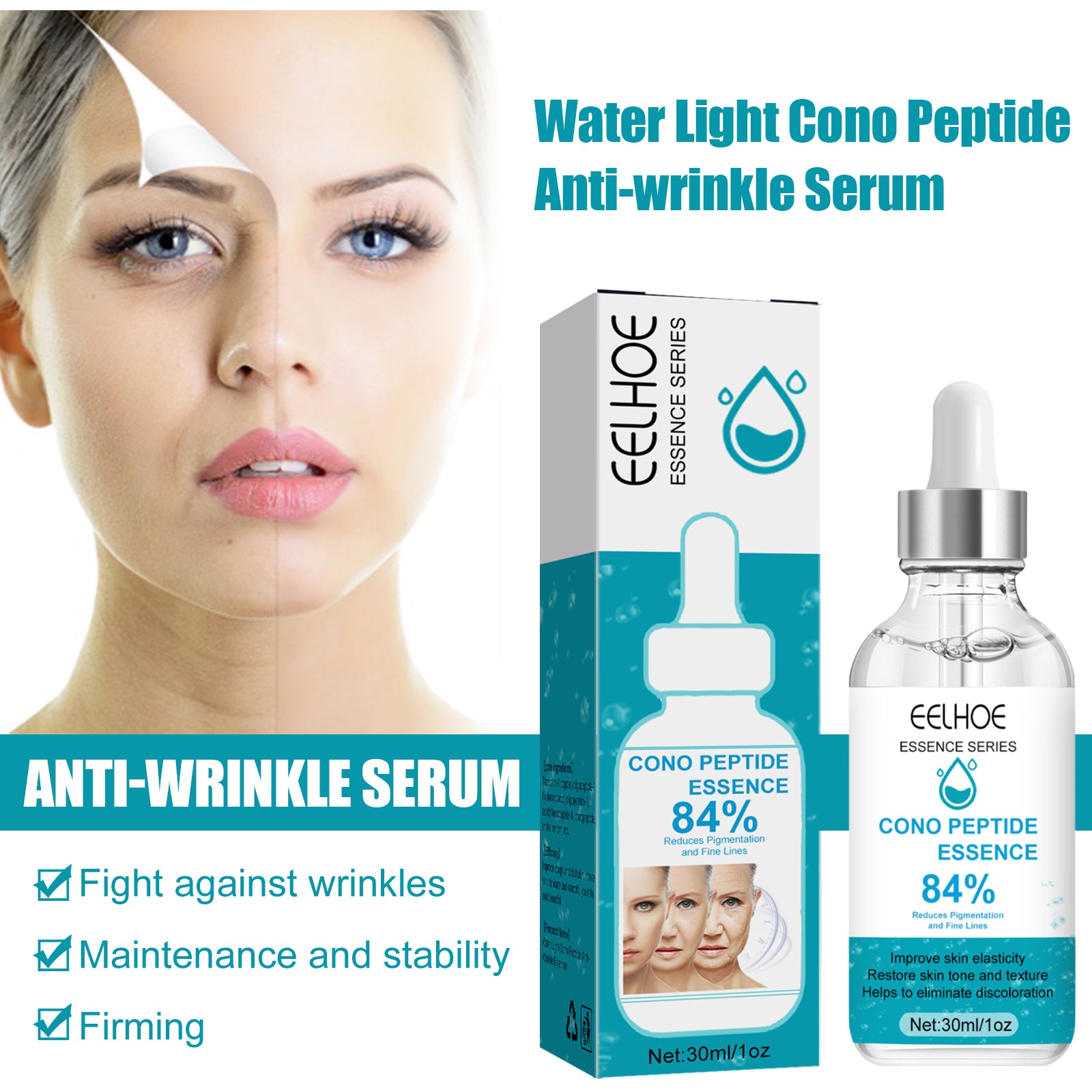 EELHOE Aquatic Dendrobatid Peptide Anti-Wrinkle Serum for Skin Repair, Targeting Fine Lines around the Eyes and Mouth, and Firming Wrinkles for Enhanced Skincare