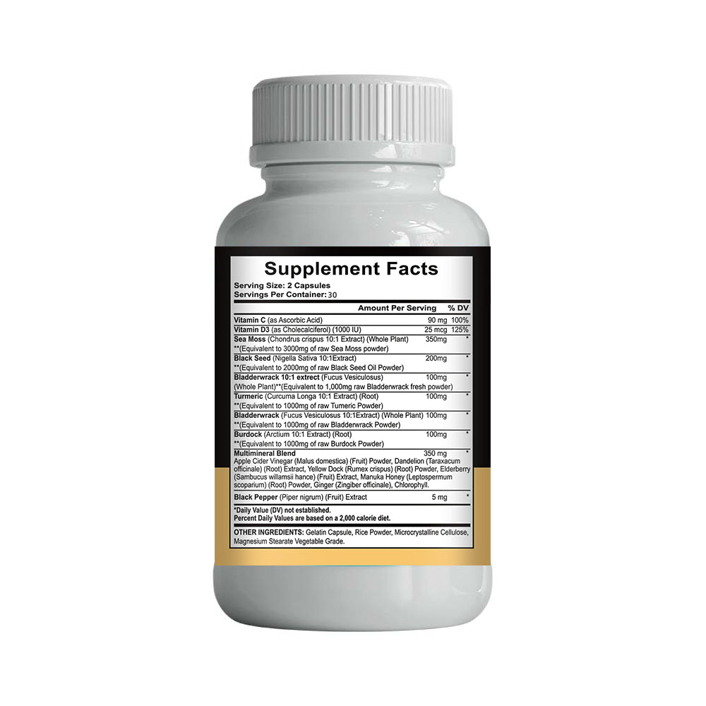 Black Seed Oil Bladder Wrack Turmeric 16-In-1 Supplements Joint Support Sea Moss Capsule